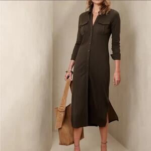 Banana Republic Camo Green Alegre Polo Midi Dress Sz M